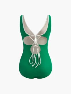 COMMENSE Tie Back One Piece Swimsuit* Swimwear|Tops