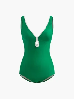 COMMENSE Tie Back One Piece Swimsuit* Swimwear|Tops