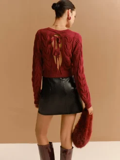 COMMENSE Tie Back Twist Short Sweater* Sweater Tops|Sweaters & Cardigans