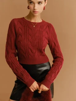 COMMENSE Tie Back Twist Short Sweater* Sweater Tops|Sweaters & Cardigans