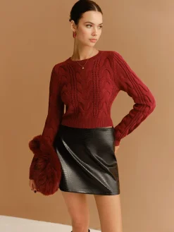 COMMENSE Tie Back Twist Short Sweater* Sweater Tops|Sweaters & Cardigans