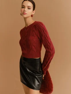 COMMENSE Tie Back Twist Short Sweater* Sweater Tops|Sweaters & Cardigans