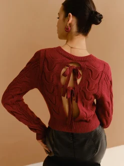 COMMENSE Tie Back Twist Short Sweater* Sweater Tops|Sweaters & Cardigans