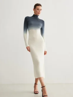 COMMENSE Tie Dye Gradient Slim Long Dress* Sweater Dresses|Work Dresses