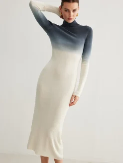 COMMENSE Tie Dye Gradient Slim Long Dress* Sweater Dresses|Work Dresses