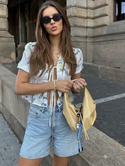 COMMENSE Tie Front Floral T-Shirt* Blouses & Shirts|Tops
