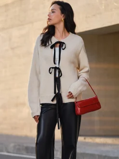 COMMENSE Tie Front Knit Top* Sweater Tops|Sweaters & Cardigans