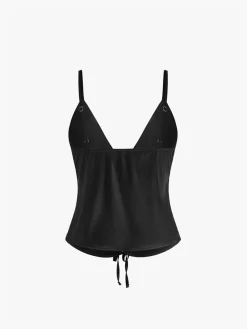 COMMENSE Tie Front Satin Cami Top* Tank Tops & Camis|Tops