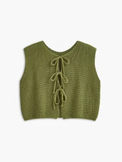 COMMENSE Tie Front Solid Sweater Vest* Sweater Vests|Sweaters & Cardigans