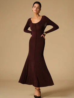 COMMENSE Tie Neck Backless Jersey Long Dress* Cocktail & Party Dresses|Long Dresses