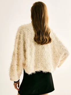 COMMENSE Tie Neck Fuzzy Blazer* Outerwear|Blazers