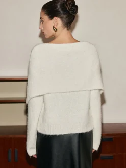 COMMENSE Tie Scarf Cozy Knit Top* Sweater Tops|Sweaters & Cardigans