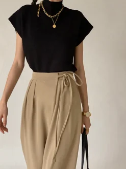COMMENSE Tie Waist Flowy Wide Leg Dress Pants* Wide Leg|Pants