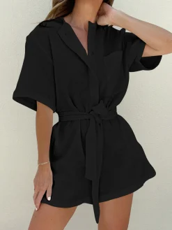 COMMENSE Tied Cotton Jumpsuit* White Dresses|Jumpsuits & Rompers