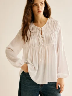 COMMENSE Tie-Front Pleated Blouse* Blouses & Shirts|Tops