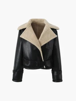 COMMENSE Too Blessed Sherpa Lined Shearling Leather Flight Jacket* Outerwear|Jackets