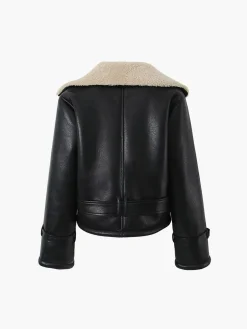 COMMENSE Too Blessed Sherpa Lined Shearling Leather Flight Jacket* Outerwear|Jackets