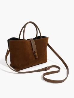 COMMENSE Top Handle Suede Compartment Bag* Bags|Accessories