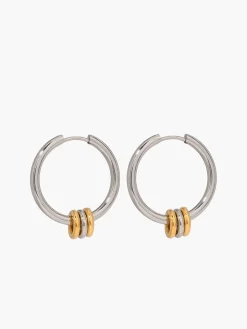COMMENSE Tow Tone Beading Silver Hoop Earrings* Earrings|Accessories