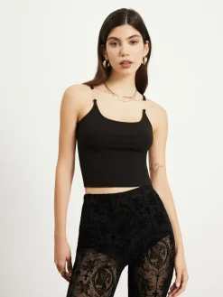 COMMENSE Transparent Strap Crop Tank Top* Sweater Tops|Crop Tops