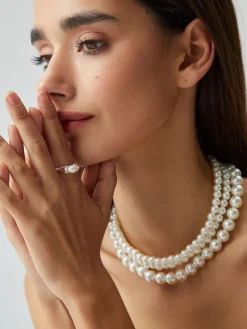 COMMENSE Treble Layers Pearl Necklace* Necklaces|Accessories