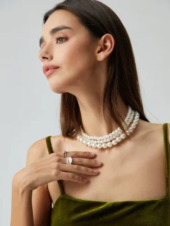 COMMENSE Treble Layers Pearl Necklace* Necklaces|Accessories