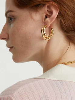 COMMENSE Triple en Hoop Stud Earrings* Earrings|Accessories