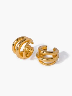 COMMENSE Triple Layered Chubby Hoop Ear Cuff* Earrings|Accessories