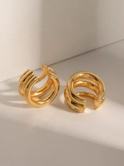 COMMENSE Triple Layered Chubby Hoop Ear Cuff* Earrings|Accessories