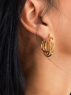 COMMENSE Triple Layered en Hoop Earrings* Earrings|Accessories