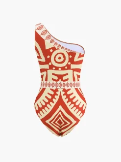 COMMENSE Tropical Print One Piece Swimsuit* Swimwear|Tops