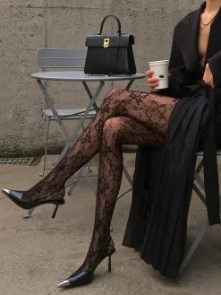 COMMENSE Tulle Tights With Floral Pattern* Socks & Tights|Accessories