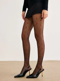 COMMENSE Tulle Tights With Heart Pattern* Socks & Tights|Accessories