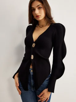 COMMENSE Turn Lock Wave-Sleeve Cardigan* Cardigans|Sweaters & Cardigans