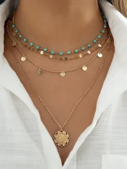 COMMENSE Turquoise Multi-Layered Necklace* Necklaces|Accessories