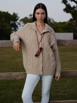 COMMENSE Turtleneck Breasted Cable Knit Outerwear* Outerwear|Knitwear