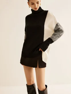 COMMENSE Turtleneck Color Block Knit Top* Sweater Tops|Sweaters & Cardigans