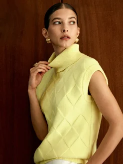 COMMENSE Turtleneck Diamond Sweater Vest* Sweater Vests|Sweaters & Cardigans