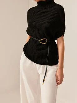 COMMENSE Turtleneck Half-Sleeve Sweater Without Belt* Sweater Tops|Sweaters & Cardigans