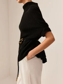 COMMENSE Turtleneck Half-Sleeve Sweater Without Belt* Sweater Tops|Sweaters & Cardigans