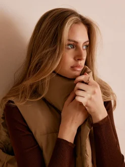 COMMENSE Turtleneck Quilted Zipper Vest* Outerwear|Vests