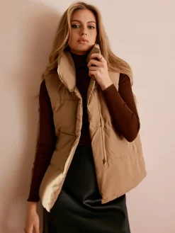 COMMENSE Turtleneck Quilted Zipper Vest* Outerwear|Vests