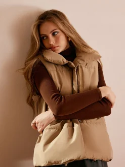 COMMENSE Turtleneck Quilted Zipper Vest* Outerwear|Vests