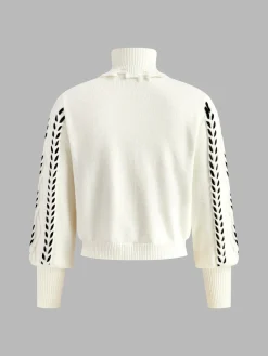 COMMENSE Turtleneck Raw Hem Twist Sweater* Sweater Tops|Sweaters & Cardigans