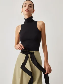 COMMENSE Turtleneck Rib Top* Tank Tops & Camis|Matching Sets
