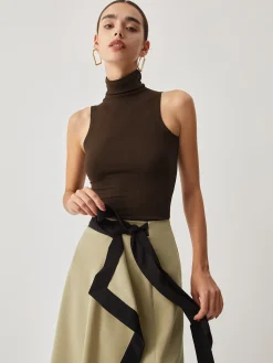 COMMENSE Turtleneck Rib Top* Tank Tops & Camis|Matching Sets