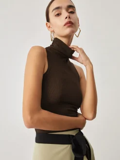 COMMENSE Turtleneck Rib Top* Tank Tops & Camis|Matching Sets
