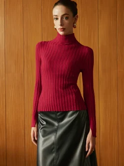 COMMENSE Turtleneck Ribbed Slim Sweater* Sweater Tops|Sweaters & Cardigans