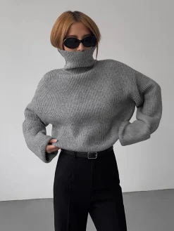 COMMENSE Turtleneck Ribbed Warm Sweater* Sweater Tops|Sweaters & Cardigans