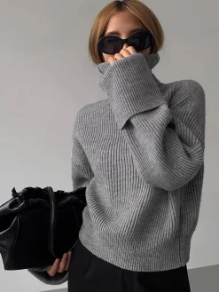 COMMENSE Turtleneck Ribbed Warm Sweater* Sweater Tops|Sweaters & Cardigans